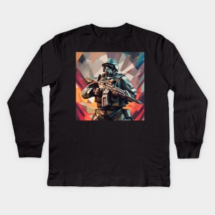 Soldier with gun Kids Long Sleeve T-Shirt